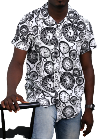 Chemise d'été motif horloge...